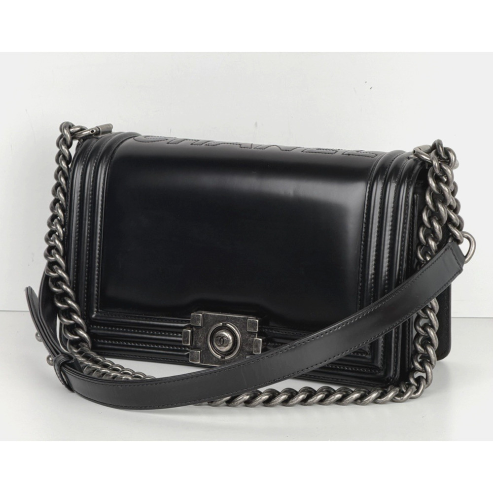 Chanel Reverso Boy Bag Medium in Black Calfskin Leather 2015-2016 B6